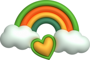 3d illustrazione colore arcobaleno, nube e cuore. minimo stile. png