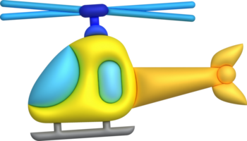 3D illustration childrens toy helicopter.Kids toys minimal style. png