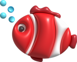 3D illustration Cute underwater animals Sea fish popular color fish. minimal style. png