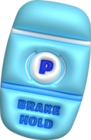 3d illustration Remote key icon with brake symbol and brake commands via remote control safety symbol. png