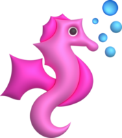 3d illustration mignonne sous-marin animaux mer cheval. minimal style. png