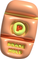 3d illustration Remote key icon with brake symbol and brake commands via remote control safety symbol. png