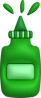 3d illustration Sauce bottle with sauce spread minimal style. png