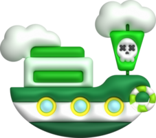 3D illustration toy pirate ship sailship, pirate galleon, cruise, fishing trawler. minimal style. png