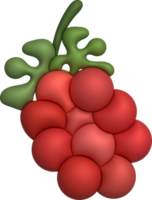 3d ilustración manojo de uvas y uva hojas. mínimo estilo. png