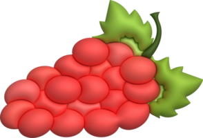 3d ilustración manojo de uvas y uva hojas. mínimo estilo. png