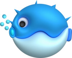 3D illustration Cute underwater animals Sea fish popular color fish. minimal style. png