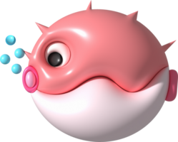 3d illustration mignonne sous-marin animaux mer poisson populaire Couleur poisson. minimal style. png