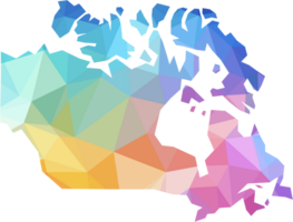 coloré abstrait faible polygonal de Canada carte. png