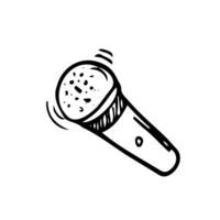 Doodle microphone for karaoke. Vector icon in sketch style.