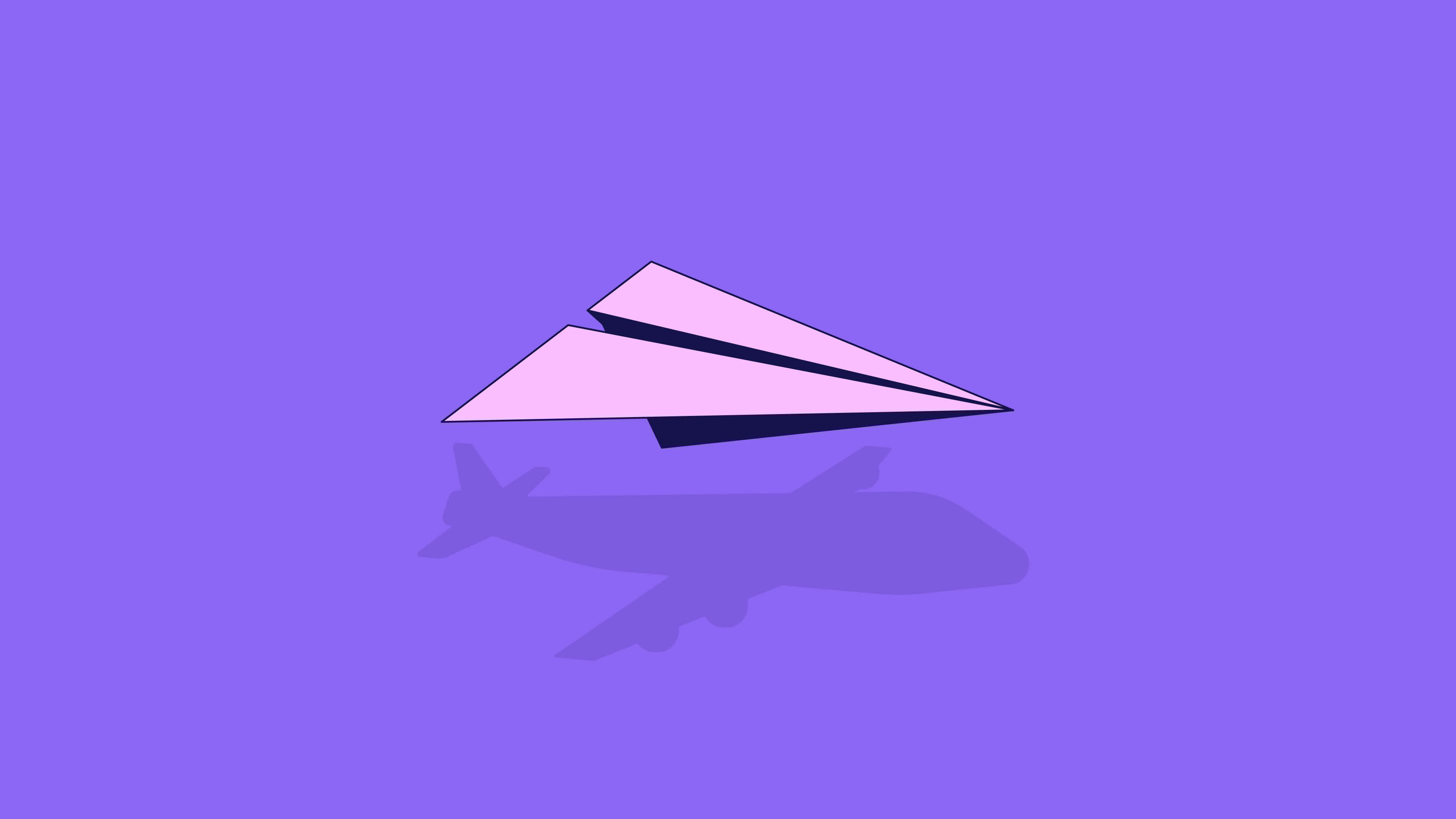 Flying paper airplane casting shadow lo fi animated cartoon background