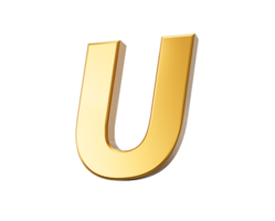 Golden alphabet U 3D Golden Letters numbers 3d Illustration png