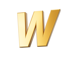 d'oro alfabeto w 3d d'oro lettere numeri 3d illustrazione png