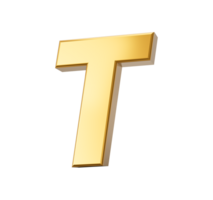 Golden alphabet T 3D Golden Letters numbers 3d Illustration png