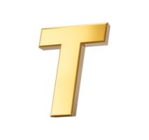 d'or alphabet t 3d d'or des lettres Nombres 3d illustration png