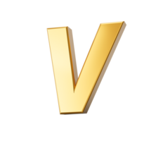 gouden alfabet v 3d gouden brieven getallen 3d illustratie png