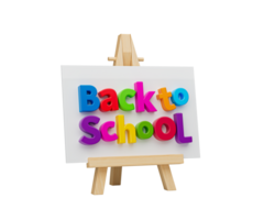 Back to School colorful Letters on white board  3d illustration png