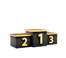 gagnant podium 123 position cube noir et or boîte illustration 3d png