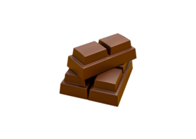 Dark chocolate bars Two pieces of chocolate stacking pile Cleaned and retouched photo 3d illustration png