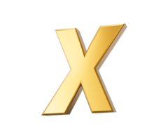 dorado alfabeto X 3d dorado letras números 3d ilustración png