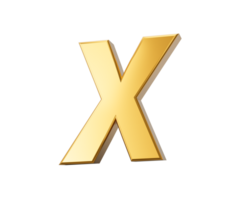 golden Alphabet x 3d golden Briefe Zahlen 3d Illustration png