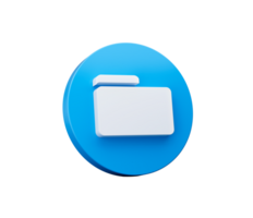 White Folder on blue icon 3d illustration minimalistic 3d folder icon png