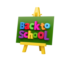 Back to school 3d colorful letters on notice board 3d illustration png