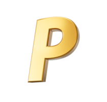 d'or alphabet p 3d d'or des lettres Nombres 3d illustration png