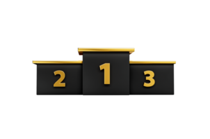 Winners podium 1 2 3 Gold podium on dark abstract look empty space Platform 3d illustration png