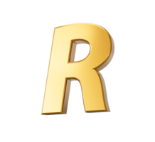 Golden alphabet R 3D Golden Letters numbers 3d Illustration png