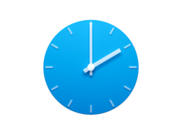 Blau Mauer Uhr mit Schatten 3d Illustration. 2 Uhr png