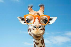 Amusing giraffe sporting eyewear photo