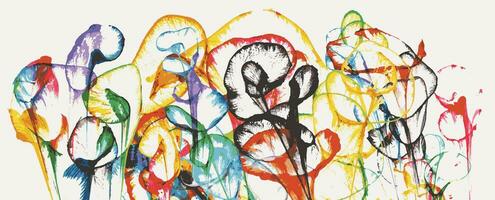 Abstract flowers hand watercolor painting on paper make graphic vector. vector