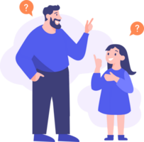 Hand Drawn father and child talking happily in flat style png