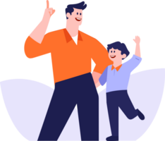 Hand Drawn father and child talking happily in flat style png