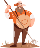 Hand Drawn happy male farmer in flat style png