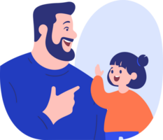 Hand Drawn father and child talking happily in flat style png