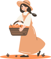 Hand Drawn happy female farmer in flat style png