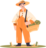 Hand Drawn happy male farmer in flat style png