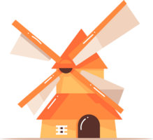 Hand Drawn farm windmill in flat style png