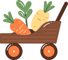 Hand Drawn Cart with vegetables in flat style png