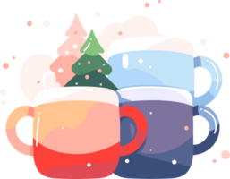 mão desenhado Natal café caneca dentro plano estilo png