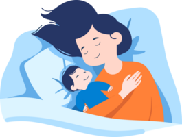 Hand Drawn Mother hugging her child happily in flat style png