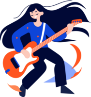 Hand Drawn musicians playing guitar and singing in flat style png