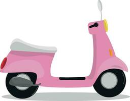 Pink scooter isolated on white background, vector scooter
