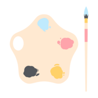 Farbe Palette Tafel mit lange Bürste Gemälde Nützlichkeit png