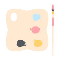 Farbe Palette Tafel mit lange Bürste Gemälde Nützlichkeit png