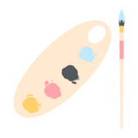 Färg palett styrelse med lång borsta målning verktyg png