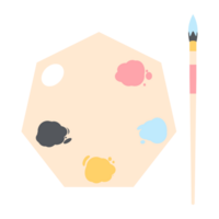 Farbe Palette Tafel mit lange Bürste Gemälde Nützlichkeit png