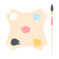 Farbe Palette Tafel mit lange Bürste Gemälde Nützlichkeit png